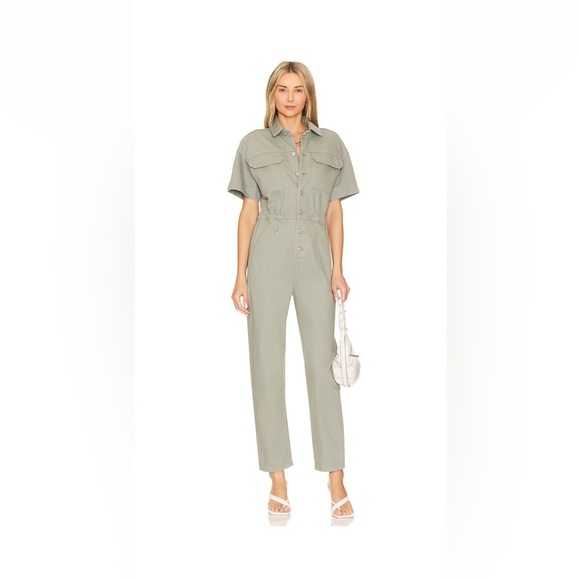Free People Marci Jumpsuit Washed Army NWT - Picture 1 of 9